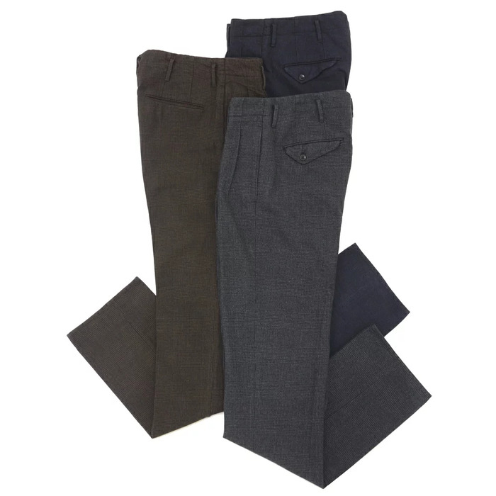 【SALE52%OFF】INCOTEX（インコテックス）<br>LOOSE FIT ウォッシュドコットンジャガードグレンチェック2プリーツワイドストレートパンツ ARCHIVO 1AA204-20330 43062004091