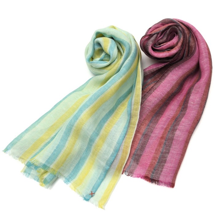 【40%OFF】cosi（コジ）<br>リネンマルチストライプストール CL7/The Ravello 18301000035