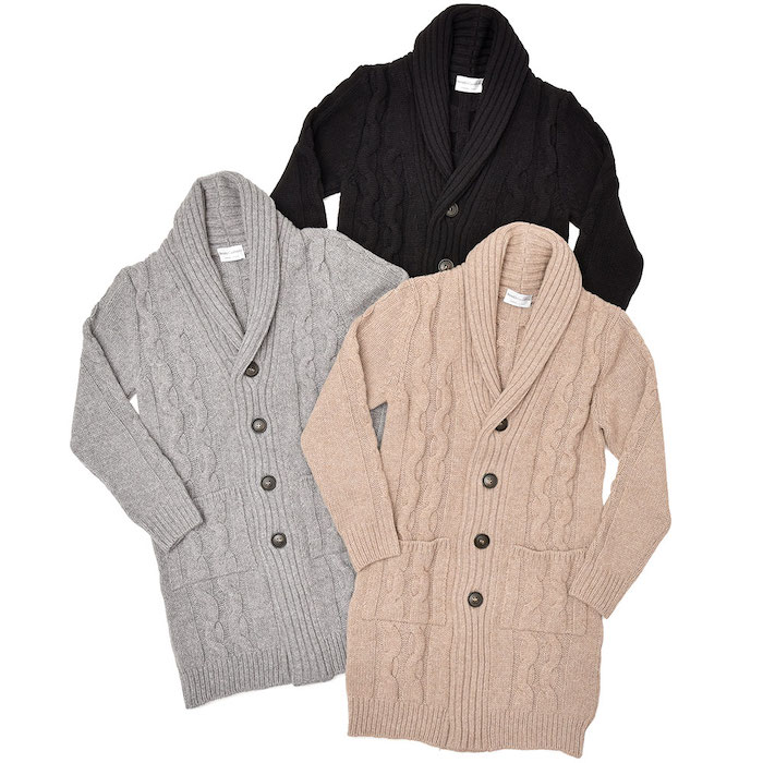 Settefili Cashmere（セッテフィーリ カシミア）<br>ウール カシミヤ ケーブル ショールカラー ロングカーディガン 36092003142
