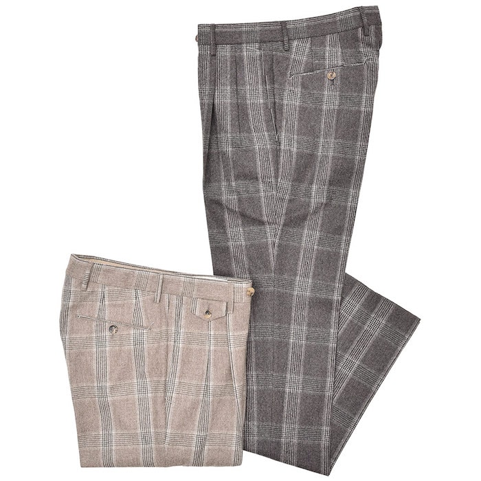 【40%OFF】PT01（ピーティーゼロウーノ）<br>the DRAPER ウール フランネル グレンチェック 2プリーツ パンツ GENTLEMAN FIT 33092000081