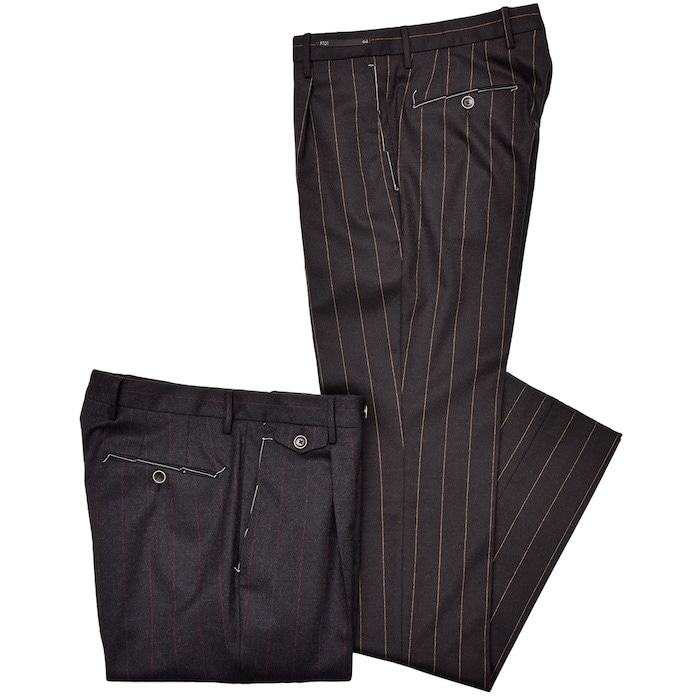 PT01（ピーティーゼロウーノ）<br>HEPCAT ウール ストレッチ サキソニー ストライプ 1プリーツ パンツ GENTLEMAN FIT 33092008081