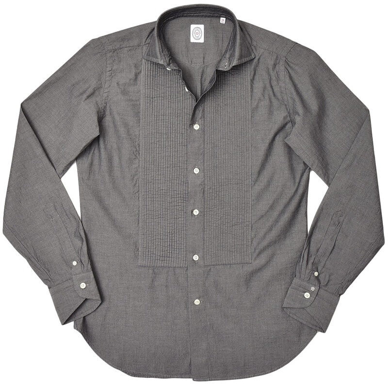 【SALE52%OFF】BOLZONELLA（ボルゾネッラ）<br>コットン シャンブレー レギュラーカラー ブザムシャツ 31002001025