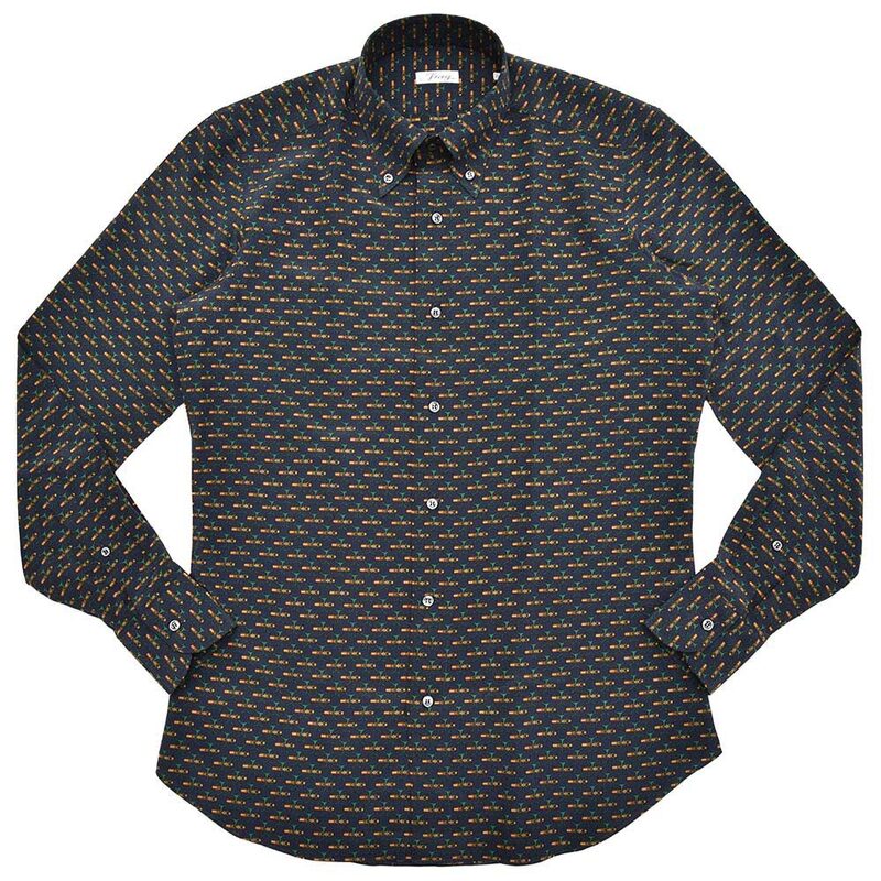 【SALE52%OFF】FRAY（フライ）<br>ヴィンテージプリントシルクボタンダウンカラーシャツ Eros/VS 11181002022