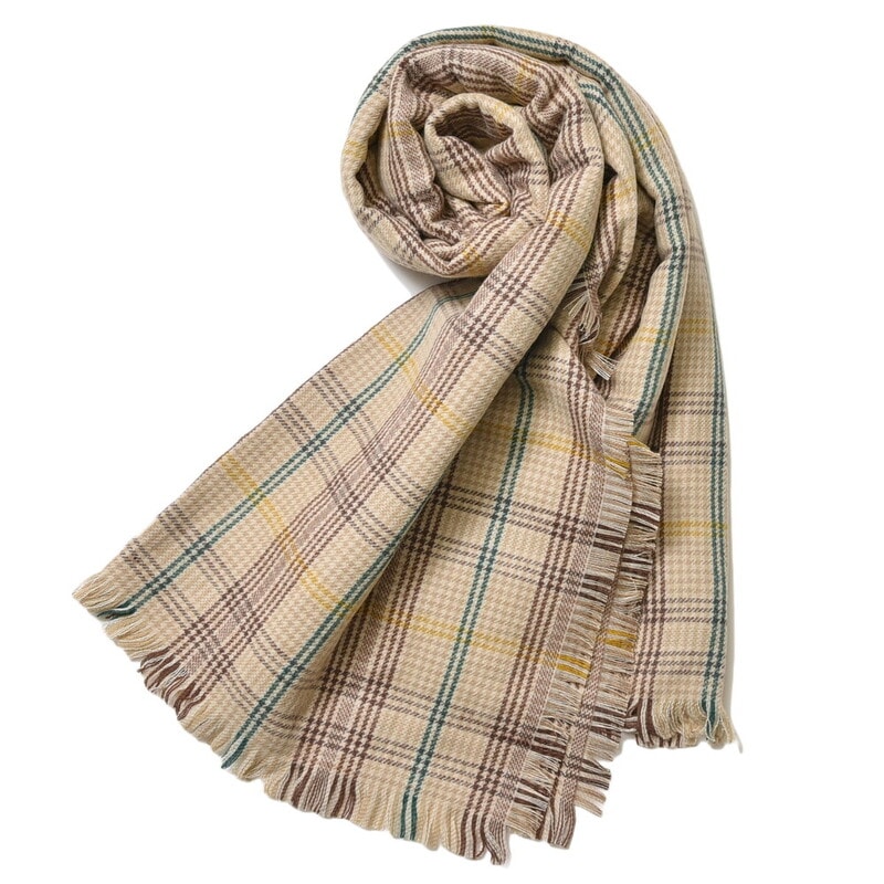 【SALE52%OFF】THROW（スロー）<br>DANNY リネンウールカシミアグレンチェックストール S03 18312400174