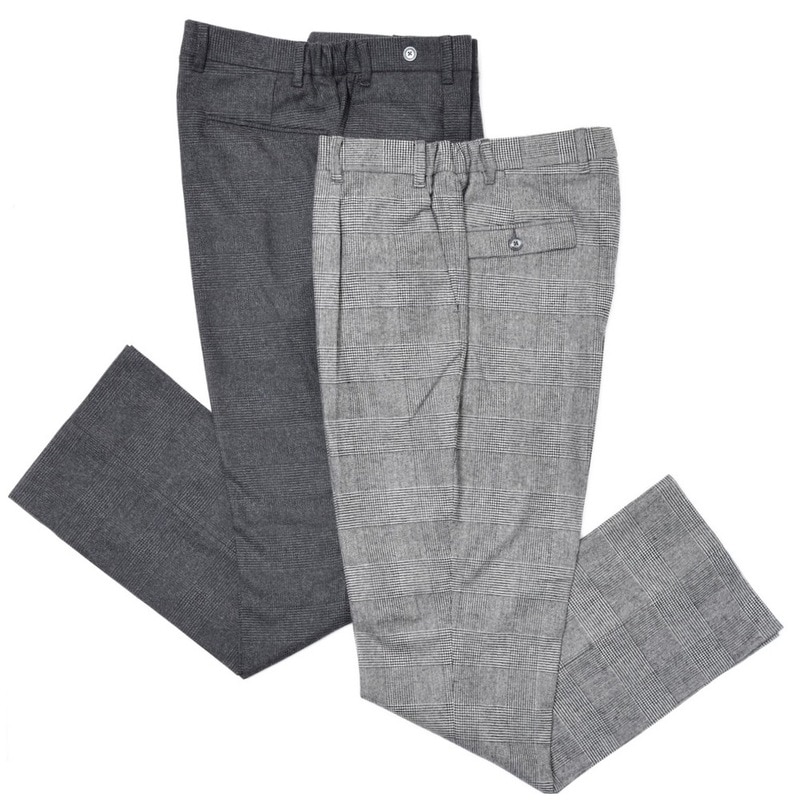 【SALE52%OFF】erne（エルネ）<br>STEVEスティーブ テクノフランネルグレンチェック1プリーツシューカットパンツ 3104 13012000183