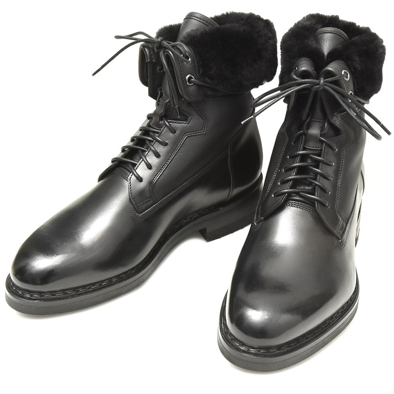 【SALE52%OFF】SANTONI（サントーニ）<br>プレーントゥレースアップムートンブーツ B73T15222 15392000125