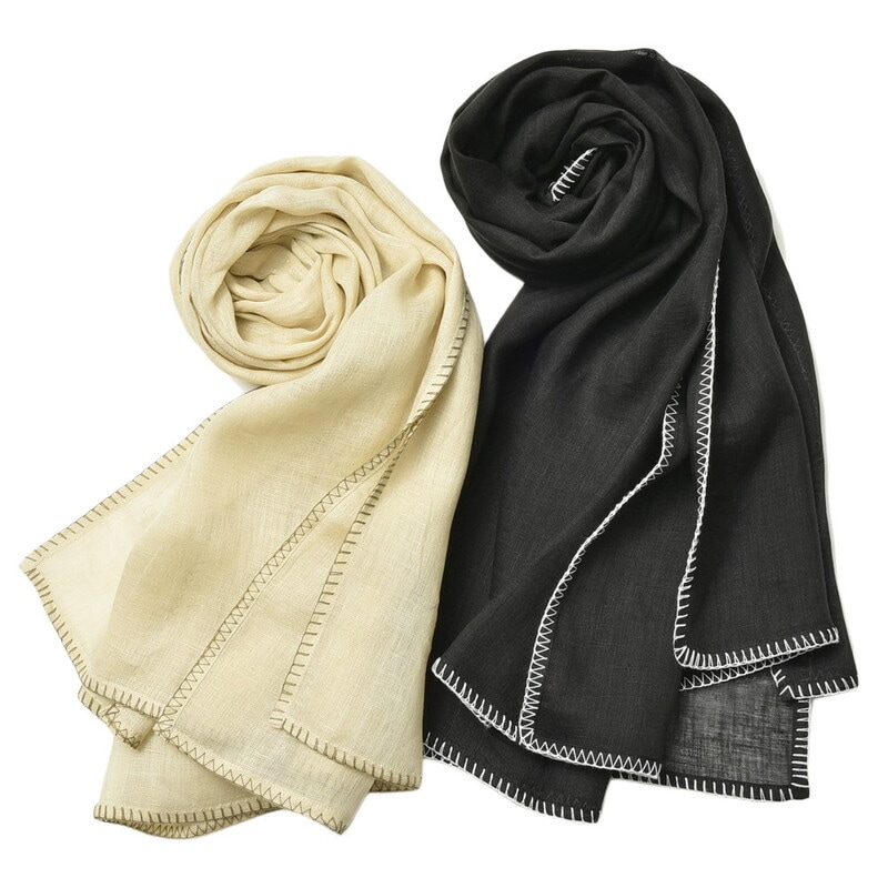 【SALE52%OFF】THROW（スロー）<br>KELLY リネンステッチストール TH211-S08 18311400174