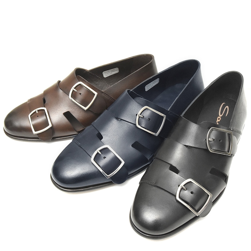 SANTONI（サントーニ）<br>カーフレザーダブルモンクグルカシューズ B41C16602 15191000125