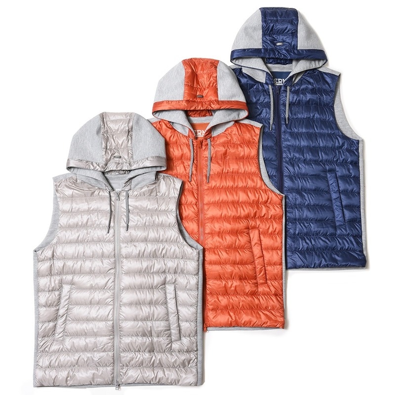 【40%OFF】HERNO（ヘルノ）<br>ウォーターレペレントナイロンライトダウンハイブリッドフーディーベスト PI000832U-12020+13461S 14021600132