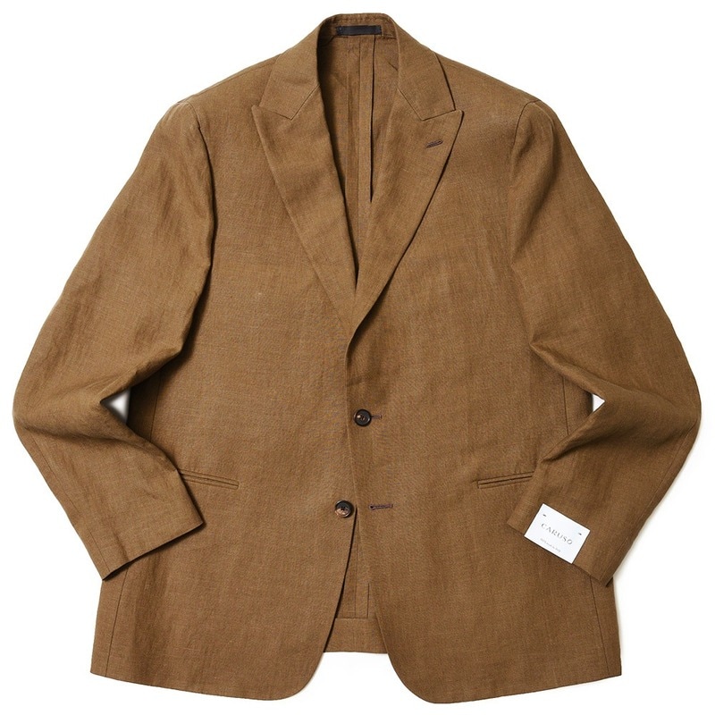 【SALE52%OFF】CARUSO（カルーゾ）<br>ZEROゼロ リネンソリッド2Bシングルピークジャケット TOK1M211ZN/504253 17021001025