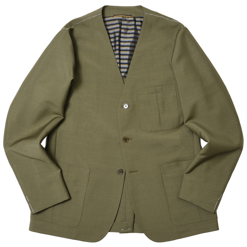 【40%OFF】ORBIUM（オルビウム）<br>CARDIGAN BLAZER モヘアウールポプリンソリッドノーカラージャケット 5-A 17021000129