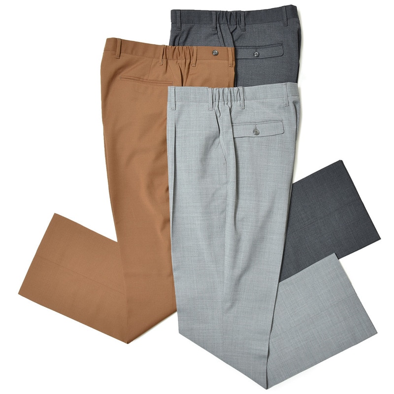 【SALE52%OFF】erne（エルネ）<br>STEVEスティーブ テクノウールソリッド1プリーツシューカットパンツ 5737 13021000183