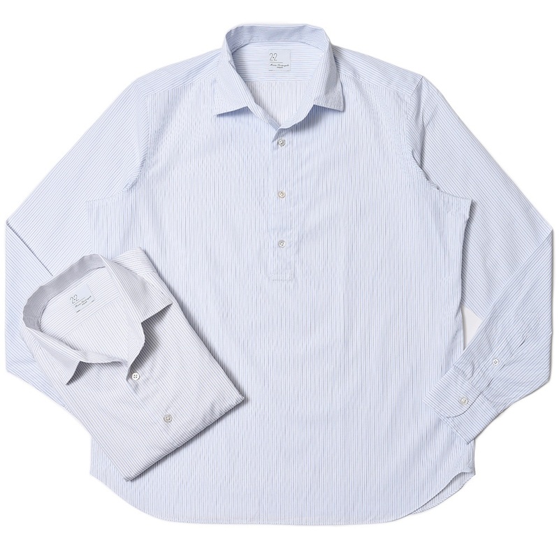 【SALE52%OFF】Maria Santangelo（マリア サンタンジェロ）<br>コットンブロードオルタネイトストライプワンピースカラープルオーバーシャツ MARCELLO Polo/ZEUS 11021001115