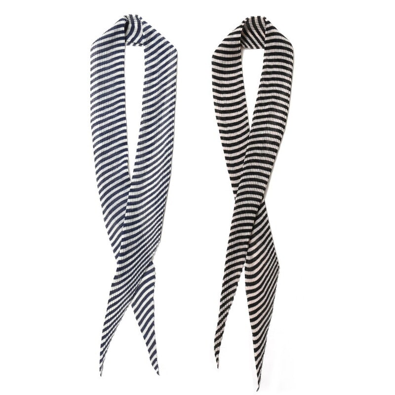 【SALE52%OFF】THROW（スロー）<br>CLALA ポリエステルリネンプリーツボーダースカーフ S12K/S13K 18321400174