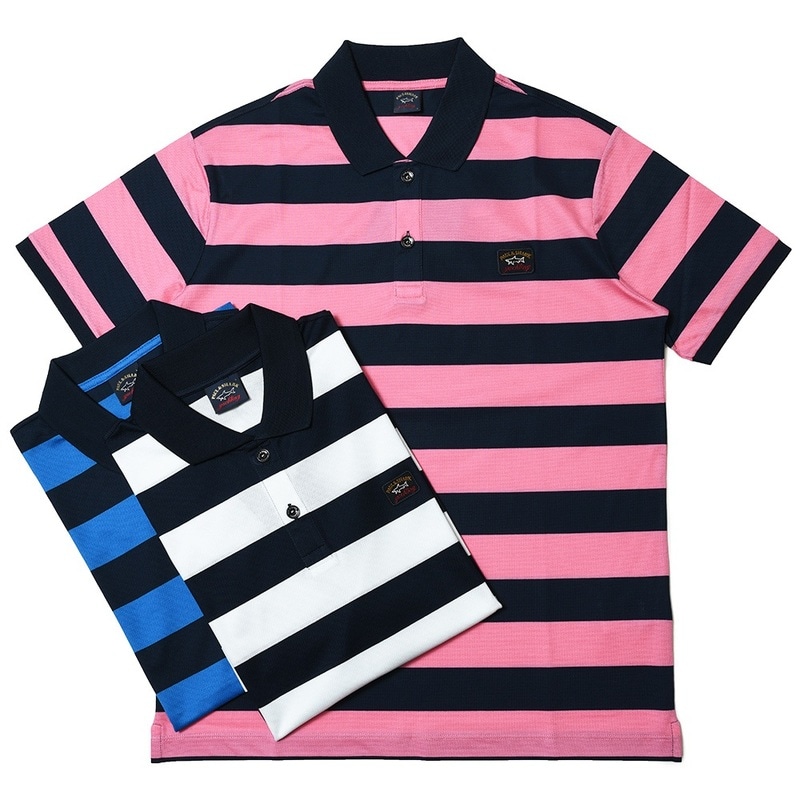 PAUL & SHARK（ポール アンド シャーク）<br>オーガニックコットン鹿の子ボーダーS/Sポロ C0P1012 12121600054