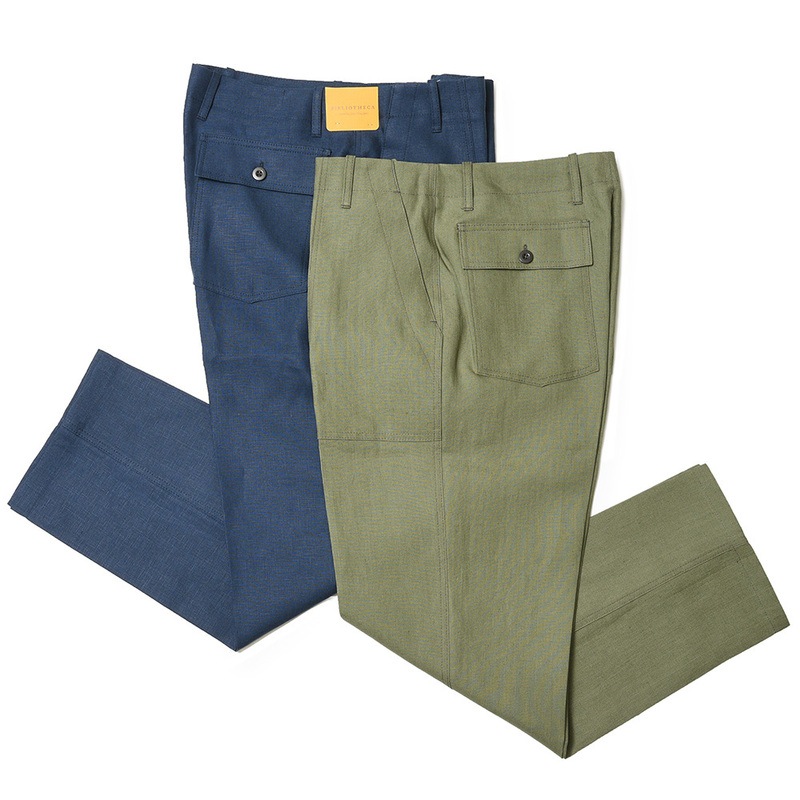 【40%OFF】BIBLIOTHECA（ビブリオテカ）<br>アイリッシュリネンソリッドセミワイドストレートファティーグパンツ SERGENT/SP1533 13021011039