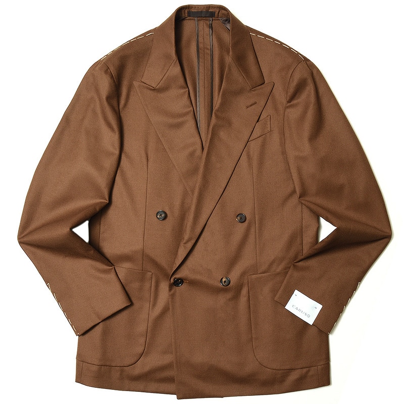 未使用 カルーゾ ノルマ ストレッチ ダブル テーラードジャケット オリーブ オケージョン◎ 】2WAYスリーブストレッチツイルオーバーダブル