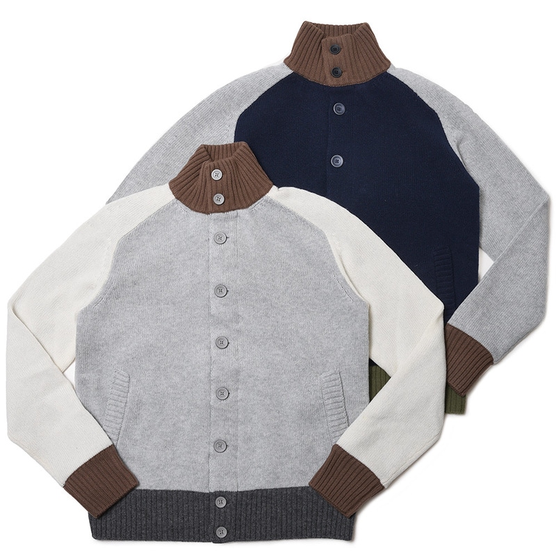 【40%OFF】HERNO(ヘルノ)<br>RESORTリゾート ミドルゲージウールカシミアカラーブロックスタンドカラーニットブルゾン MC00010UR-70091 16022002132