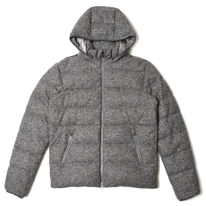 【40%OFF】HERNO（ヘルノ）<br>RESORTリゾート ウールナイロンシルクネップジャージフーディーダウンブルゾン PI00084UR-33337 14022002132