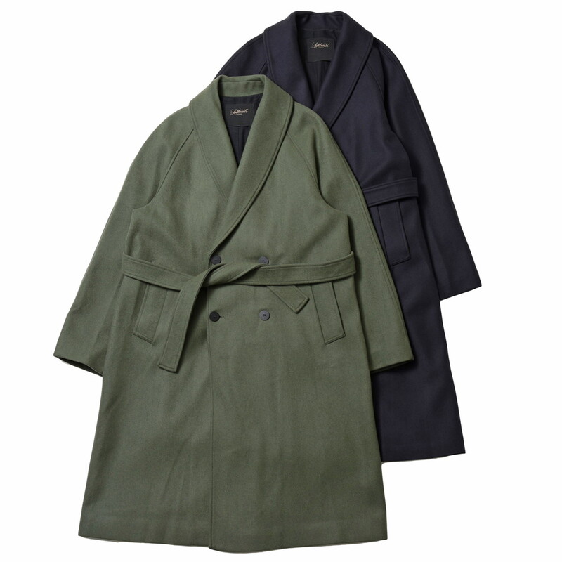 【SALE52%OFF】Solleciti（ソレシティ）<br>ウールナイロンソフトメルトンショールカラーダブルベルテッドコート ESM0C109 14122401172