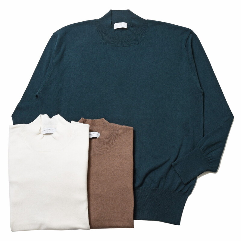 【SALE52%OFF】RENCONTRANT（レンコントラント）<br>ハイゲージコットンカシミアナイロンモックネックニット 10052 16022404172