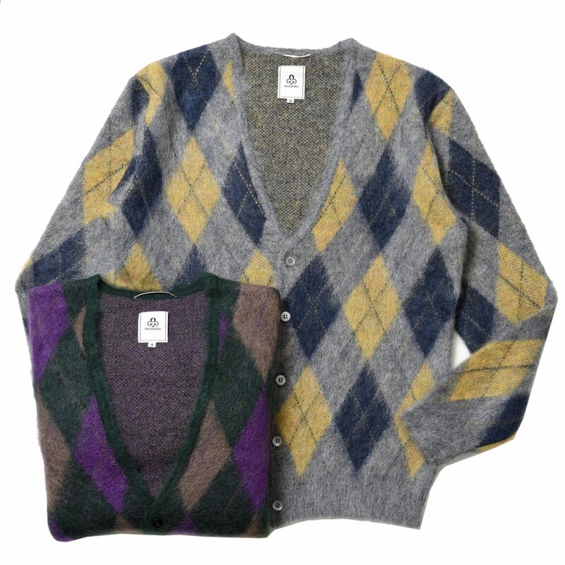 【40%OFF】mando（マンド）<br>モヘヤナイロンアーガイルニットカーディガン 22391-001 16022400037