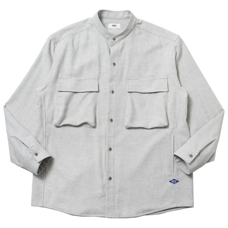 【40%OFF】MPX mando（エムピーエックス マンド）<br>コットンポリウレタンテクノカシミアバンドカラーシャツ MPX2235-001 11022402037