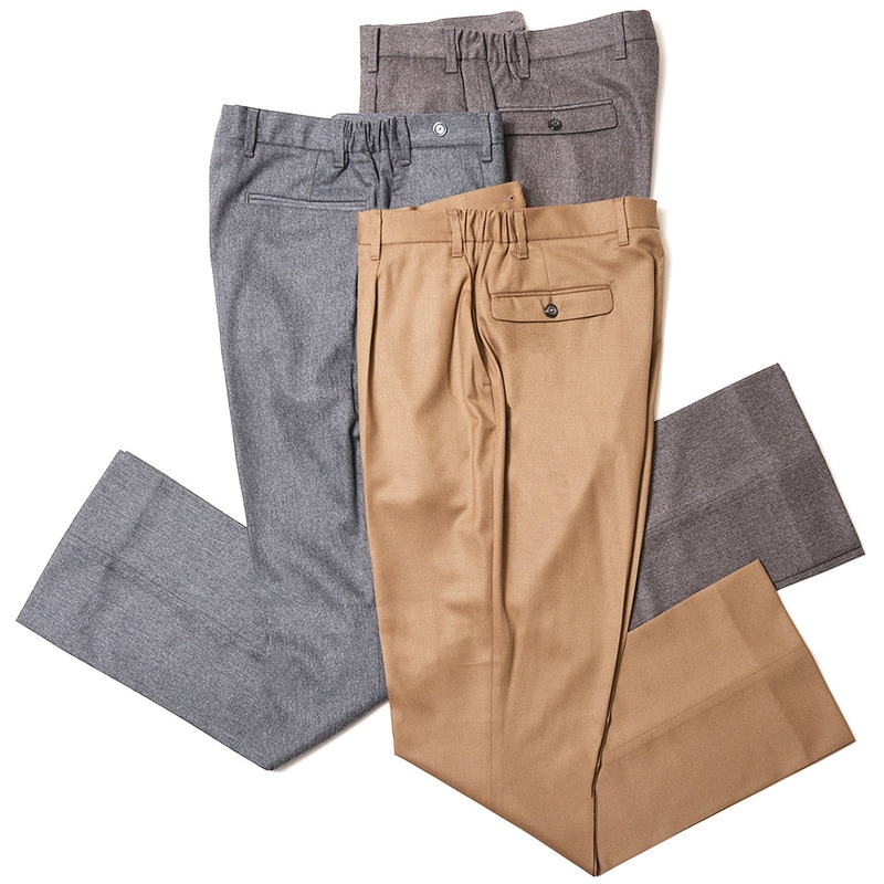 【40%OFF】erne（エルネ）<br>STEVEスティーブ ストレッチウールサキソニー1プリーツシューカットパンツ 5290 13022000183