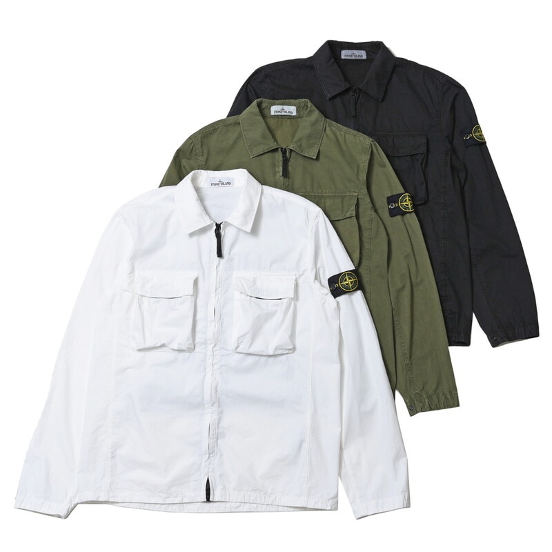 【40%OFF】STONE ISLAND（ストーンアイランド）<br>オールドトリートメントコットンジップシャツブルゾン 7615114WN 【2022ss】 14021400109