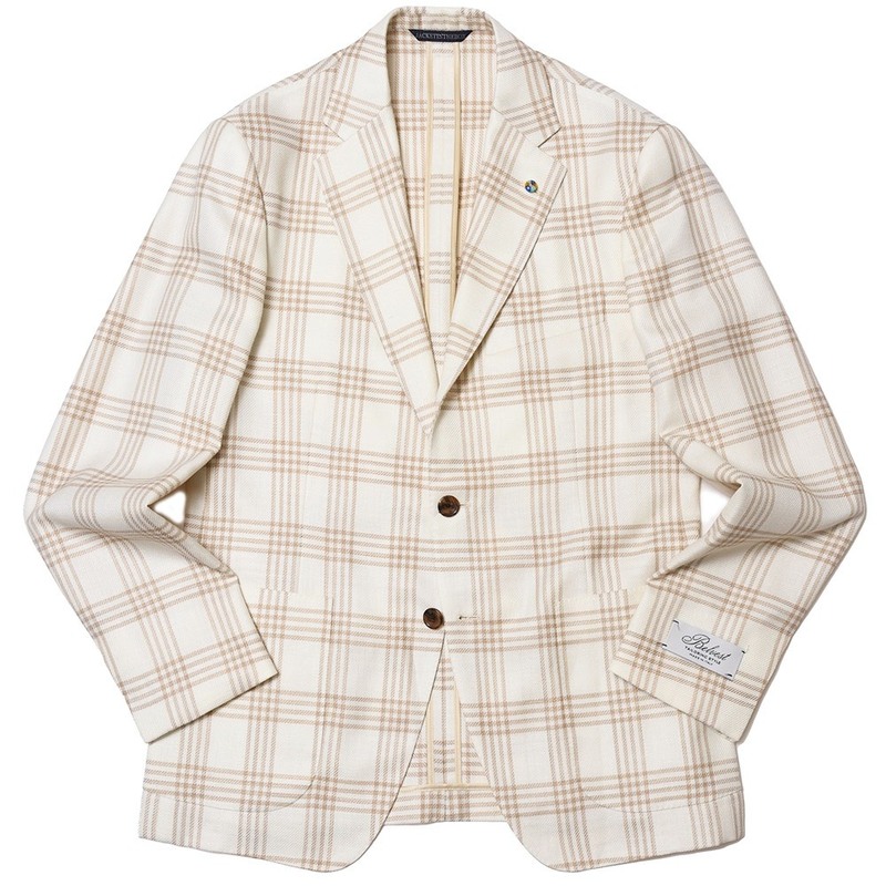 【40%OFF】Belvest（ベルベスト）<br>ウールシルクリネンサマーライトツィードタータンチェック3Bジャケット JACKET IN THE BOX G10307-23222 17031200020