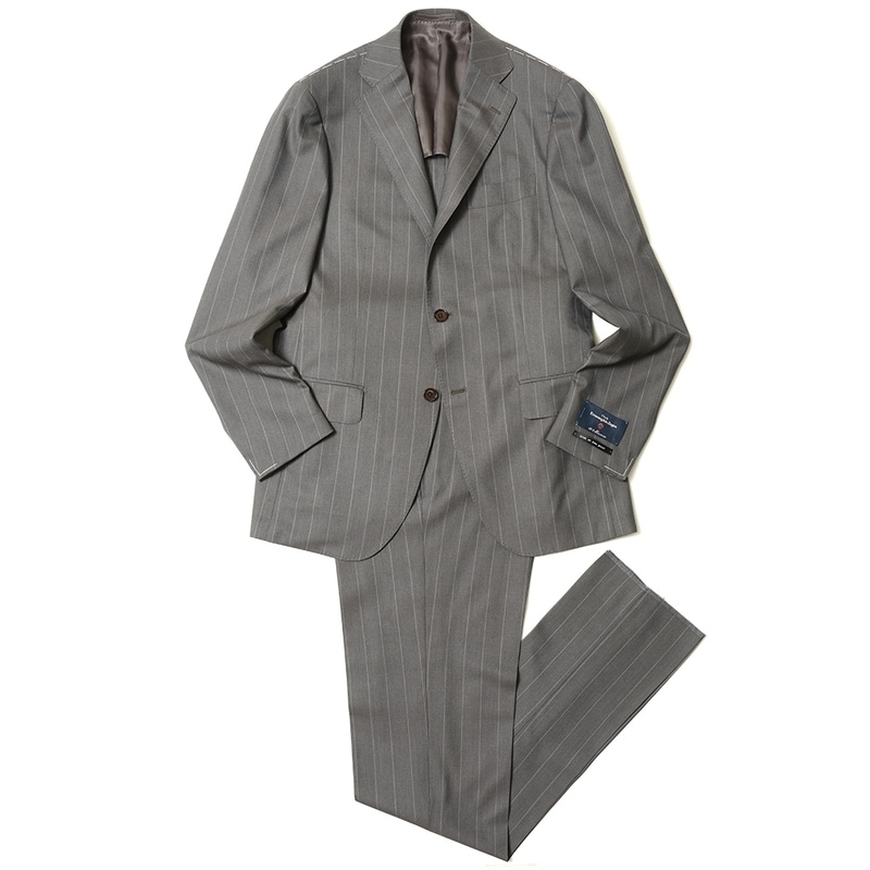 【40%OFF】guji（グジ）<br>14Micron14マイクロン ウールチョークストライプ3B1プリーツスーツ（MADE BY RING JACKET / Ermenegildo Zegnaファブリック使用）【春/夏】17131207028