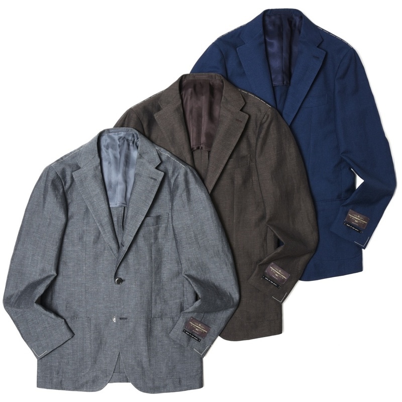 guji（グジ）<br>ウールリネンソリッド3Bジャケット （MADE BY RING JACKET / VITALE BARBERIS CANONICOファブリック使用）【春/夏】17031201028