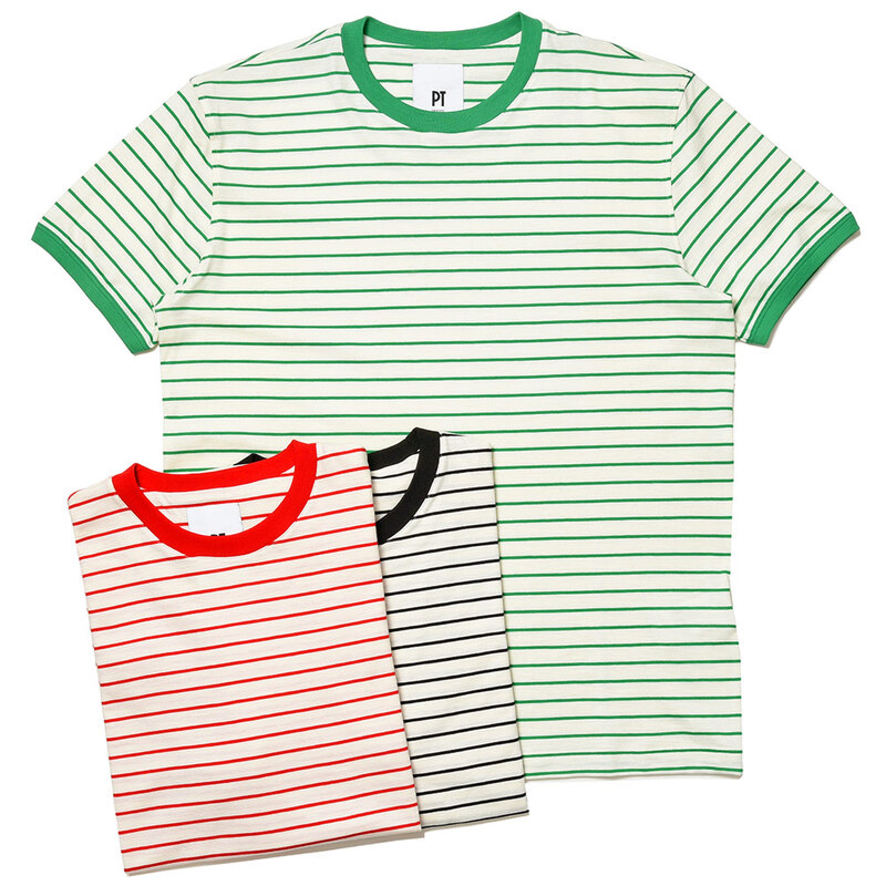 PT TORINO （ピーティー トリノ）<br>コットン ボーダー 半袖 クルーネック カットソー