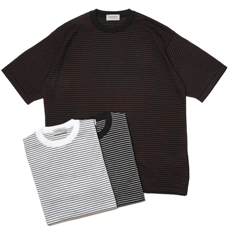 JOHN SMEDLEY （ジョンスメドレー）<br>S4631 シーアイランドコットン 30ゲージ マイクロボーダー クルーネック ニット