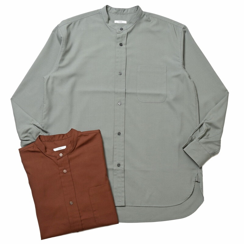 moncao（モンサオ）<br>レーヨンナイロンツイルバンドカラーシャツ M021315 11031401172