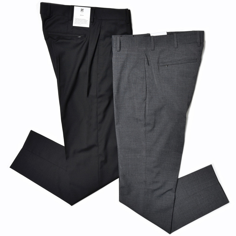 PT TORINO（ピーティー トリノ）<br>Active ポリエステル ウール ストレッチ トロピカル ウォッシャブル ノープリーツ パンツ EPSILON BACK ZIP/CV08 33041033081