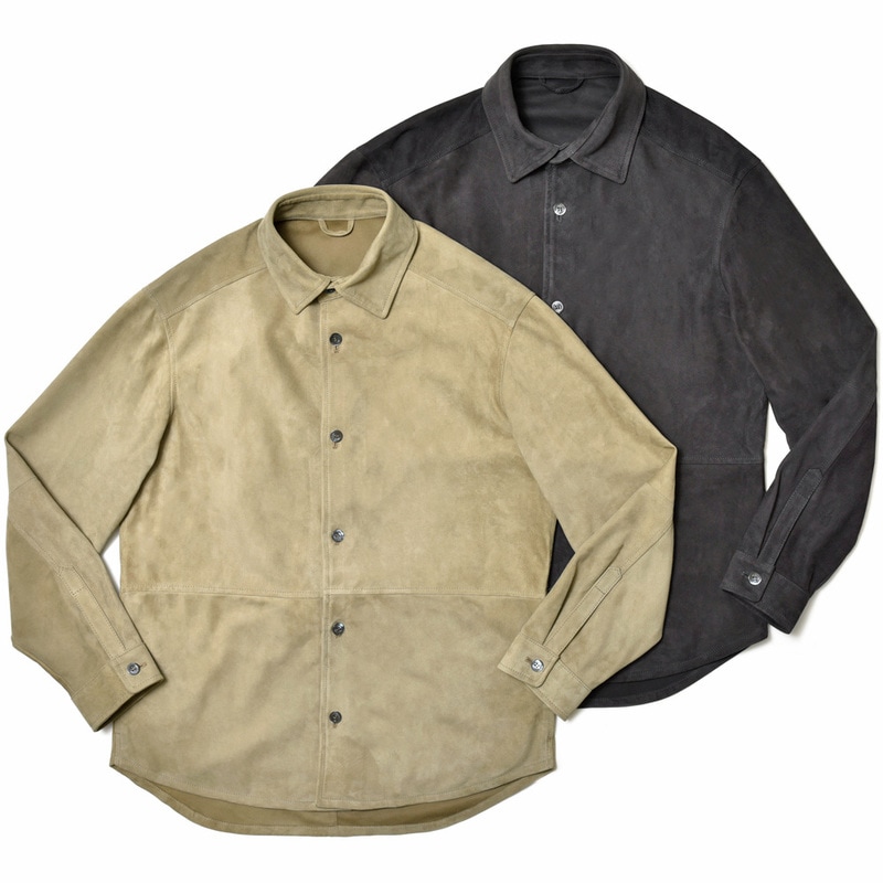 EMMETI（エンメティ）<br>ring別注 RING SHIRT ゴート スエード レザーシャツブルゾン 34241008085