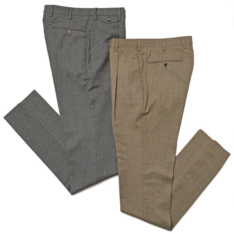 PT TORINO（ピーティー トリノ）<br>ヴァージンウール ストレッチ ライトフランネル ハウンドトゥース 1プリーツ パンツ GENTLEMAN FIT