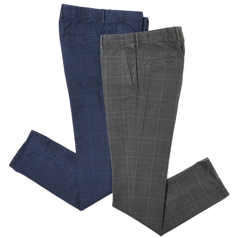 INCOTEX SLACKS（インコテックス スラックス）<br>SLIM FIT ガーメントダイストレッチコットンオーバーチェックテーパードパンツ 17S100-40585/81587 13032001052