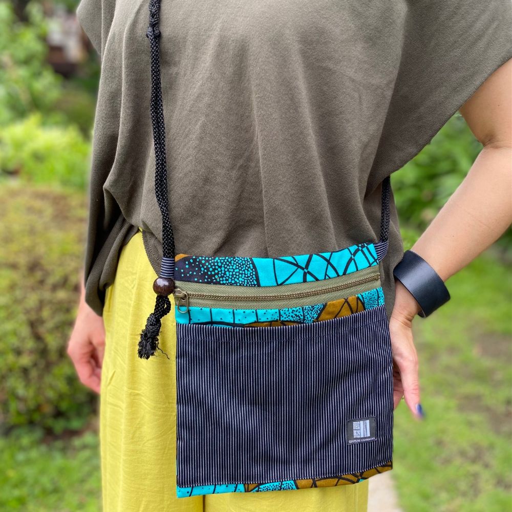 kawamura蕨双子織×アフリカンプリント ポシェット