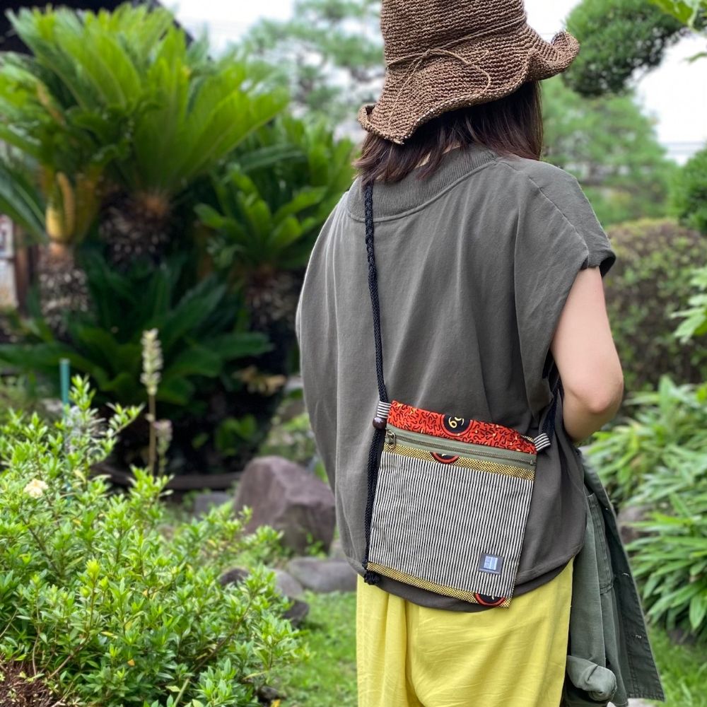 kawamura蕨双子織×アフリカンプリント ポシェット