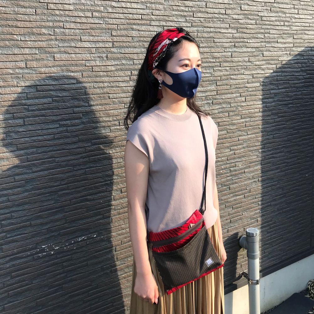 kawamura蕨双子織×アフリカンプリント ポシェット