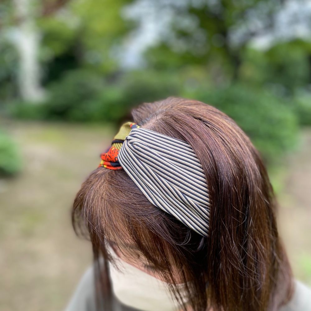 kawamura蕨双子織×アフリカンプリント ヘアバンド