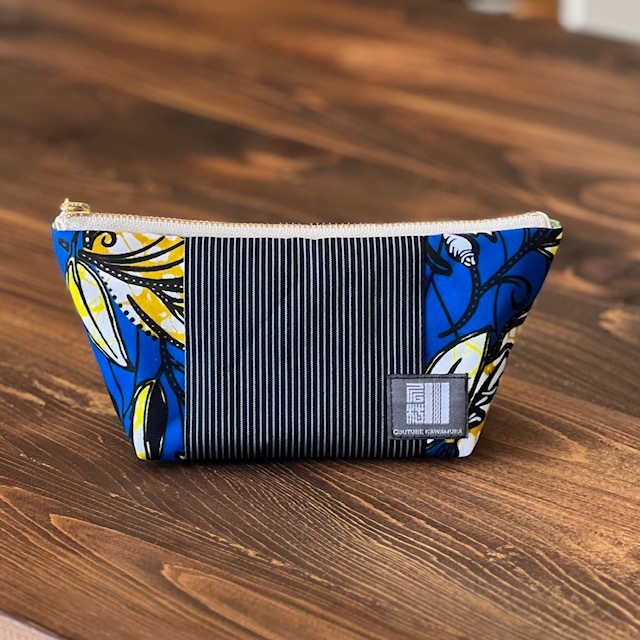 kawamura 蕨双子織×アフリカンプリント　ポーチ