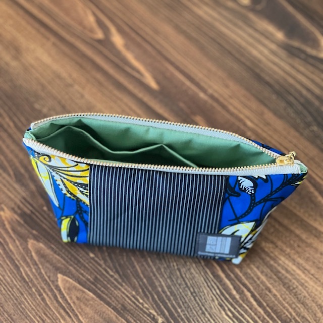 kawamura 蕨双子織×アフリカンプリント　ポーチ