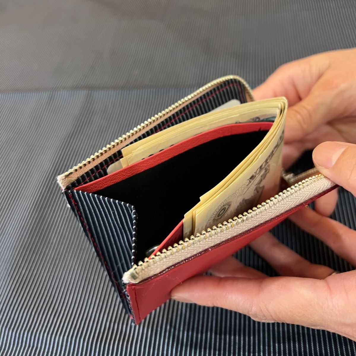 kawamura 蕨双子織L字ジップ財布