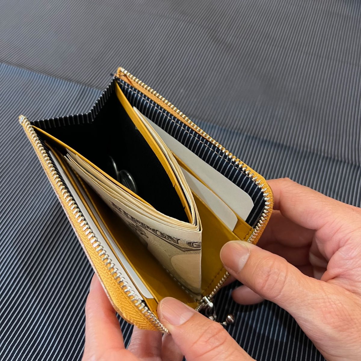 kawamura 蕨双子織L字ジップ財布