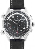 ゼニス - パイロット ダブルマティック ワールドタイム クロノグラフ アラーム | ZENITH | 03.2400.4046/21.C721 | SS 黒文字盤 自動巻き レザー | 未使用品  |