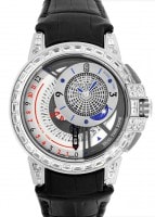 ハリーウィンストン - オーシャン デュアルタイム バゲットダイヤモンドベゼル | HARRY WINSTON | OCEATZ44WW013 | WG シルバー文字盤 自動巻き レザー | 世界20本限定