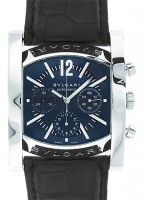 ブルガリ AA48C14SLD CH アショーマ クロノグラフ 48mm SS ダークブルー文字盤 自動巻き レザー